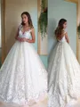A-line Princess V-Neck Sleeveless Court Train Tulle Classy Wedding Dress