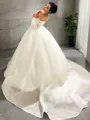 Ball-Gown Sweetheart 3/4 Sleeves Sweep Train Organza Enchanting Wedding Dress