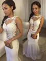 Trumpet/Mermaid Scoop Sleeveless Court Train Striking Jersey Wedding Dress With Applique