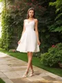 A-line Spaghetti Straps Sleeveless Knee-Length Subtle Lace Wedding Dress With Applique
