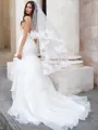 Trumpet/Mermaid Spaghetti Straps Sensual Sleeveless Sweep Train Organza Wedding Dress With Layers