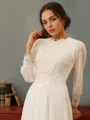 A-line Jewel Long Sleeves Floor-Length Elegant Chiffon Wedding Dress