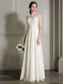 A-line Scoop Sleeveless Floor-Length Charming Chiffon Wedding Dress