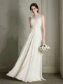 A-line Scoop Sleeveless Floor-Length Charming Chiffon Wedding Dress