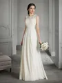 A-line Scoop Sleeveless Floor-Length Charming Chiffon Wedding Dress