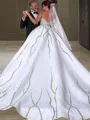 Ball-Gown Sweetheart Sleeveless Sweep Train Splendid Satin Wedding Dress With Beading