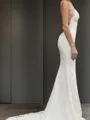 Sheath/Column V-Neck Sleeveless Court Train Open Back Hot Lace Wedding Dress