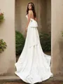 Delicate Sheath/Column Strapless Sleeveless Court Train Satin Wedding Dress With Ruched