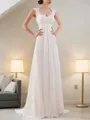 Elegant Empire Bateau Sleeveless Sweep Train Chiffon Wedding Dress With Lace