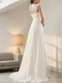 Elegant Empire Bateau Sleeveless Sweep Train Chiffon Wedding Dress With Lace
