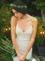 Trumpet/Mermaid Alluring Spaghetti Straps Sleeveless Sweep Train Open Back Lace Wedding Dress With Ruffles