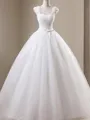 Ball-Gown Princess Square Sleeveless Elegant Floor-Length Tulle Wedding Dress With Ruffles