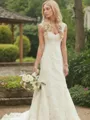 Trumpet/Mermaid V-Neck Sleeveless Elegant Sweep Train Lace Wedding Dress