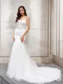 Trumpet/Mermaid Sweetheart Sleeveless Court Train Striking Tulle Wedding Dress With Applique