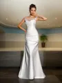 Trumpet/Mermaid Show-stopping Scoop Sleeveless Sweep Train Satin Wedding Dress With Beading