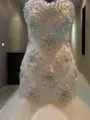 Trumpet/Mermaid Sweetheart Sensual Sleeveless Court Train Tulle Wedding Dress With Beading