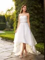 A-line Sweetheart Elegant Sleeveless Asymmetrical Organza Wedding Dress With Beading