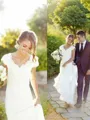 A-line Princess V-Neck Sleeveless Sweep Train Perfect Chiffon Wedding Dress With Lace