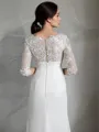 Sheath/Column Unadorned V-Neck 3/4 Sleeves Floor-Length Chiffon Wedding Dress