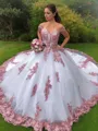 Ball-Gown Off-the-Shoulder Sleeveless Sweep Train Lace Fairy-tale Wedding Dress