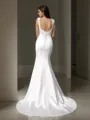 Trumpet/Mermaid Straps Sleeveless Glamorous Sweep Train Satin Wedding Dress With Beading