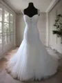Striking Trumpet/Mermaid Straps Sleeveless Court Train Tulle Wedding Dress