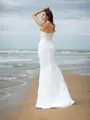 Sheath/Column Halter Sleeveless Court Train Chiffon Classic Wedding Dress With Pleats