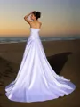 Elegant Ball-Gown Strapless Sleeveless Court Train Satin Wedding Dress With Beading