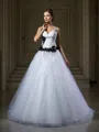 Regal Ball-Gown Princess Straps Sleeveless Chapel Train Tulle Wedding Dress With Beading