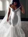 Trumpet/Mermaid Off-the-Shoulder Sleeveless Court Train Satin Captivating Wedding Dress