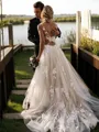 Stunning A-line Scoop Sleeveless Court Train Lace Wedding Dress