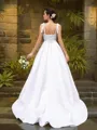 Fashion A-line Straps Sleeveless Sweep Train Satin Wedding Dress With Ruffles