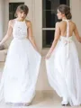 A-line Princess Delicate Halter Sleeveless Floor-Length Tulle Wedding Dress With Sash