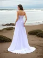Chic Sheath/Column Sweetheart Sleeveless Chapel Train Chiffon Wedding Dress With Beading
