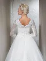 Ball-Gown Princess Bateau Long Sleeves Exquisite Sweep Train Tulle Wedding Dress With Lace