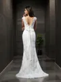 A-line Bateau Sleeveless Court Train Stylish Satin Wedding Dress With Lace