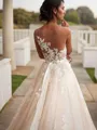 A-line Princess Scoop Sleeveless Court Train Chic Tulle Wedding Dress With Applique