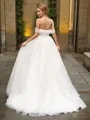 A-line Princess Off-the-Shoulder Sleeveless Exquisite Sweep Train Tulle Wedding Dress With Ruched