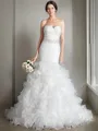 Trumpet/Mermaid Sweetheart Sleeveless Sweep Train Alluring Satin Wedding Dress