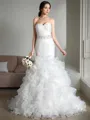 Trumpet/Mermaid Sweetheart Sleeveless Sweep Train Alluring Satin Wedding Dress