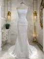 Elegant Sheath/Column Strapless Sleeveless Sweep Train Stretch Crepe Wedding Dress