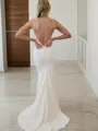 Sheath/Column Bateau Minimalist Sleeveless Sweep Train Open Back Stretch Crepe Wedding Dress