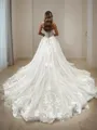 A-line Princess Sweetheart Sleeveless Chapel Train Tulle Elegant Wedding Dress