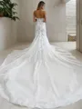 Trumpet/Mermaid Strapless Seductive Sleeveless Cathedral Train Tulle Wedding Dress