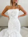 Trumpet/Mermaid Strapless Seductive Sleeveless Cathedral Train Tulle Wedding Dress