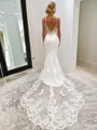 Trumpet/Mermaid V-Neck Sleeveless Cathedral Train Open Back Stretch Crepe Graceful Wedding Dress
