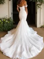 Trumpet/Mermaid Off-the-Shoulder Sleeveless Sophisticated Cathedral Train Tulle Wedding Dress
