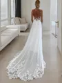A-line V-Neck Sleeveless Chapel Train Refined Open Back Chiffon Wedding Dress