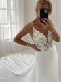 A-line V-Neck Sleeveless Chapel Train Refined Open Back Chiffon Wedding Dress