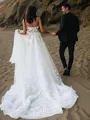 A-line Princess Sweetheart Short Sleeves Court Train Glam Tulle Wedding Dress